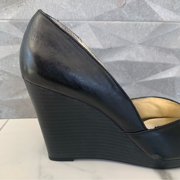 Moda Size 7.5 Black Open Toed 4 Inch Wedges - Picture 10 of 14